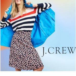 J Crew Heart Print Pleated Crepe Skirt Sz.2 NWT